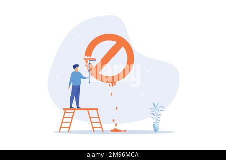 Prohibition or stop sign, forbidden, unlawful or not allow to do, attention and warning sign, banned or illegal concept, flat vector modern illustrati Stock Vector