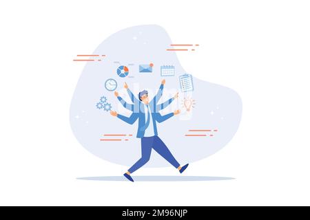 Project management, strategic plan to manage resources for development, working process and schedule, task completion concept, flat vector modern illu Stock Vector