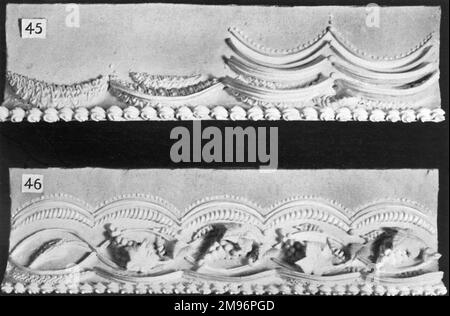 Cake Border and Side Scroll Designs (45) Crescent Scallop Border, (46) Vine Cluster Border Stock Photo