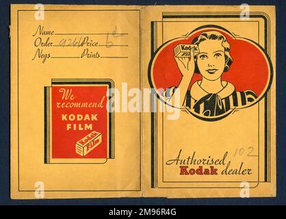 Photographic print wallet, advertising Kodak Film. Stock Photo