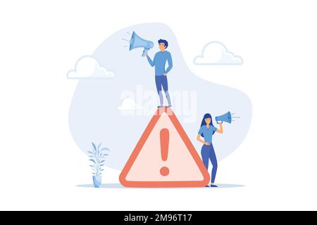 Important announcement, attention or warning information, breaking news or urgent message communication, alert and beware concept, flat vector modern Stock Vector