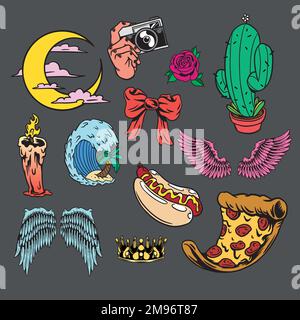 Colorful cute sticker collection  vector Stock Vector