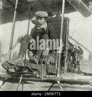 ?Wicker chair and foot control of Ailerons in Sommer?s Farman biplane?., ?Vehicles of the air? by Victor Lougheed., p.440a Stock Photo