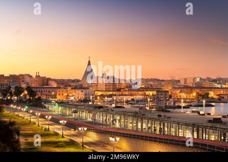 Syracuse, Sicily, Italy town skyline at dusk. Stock Photo