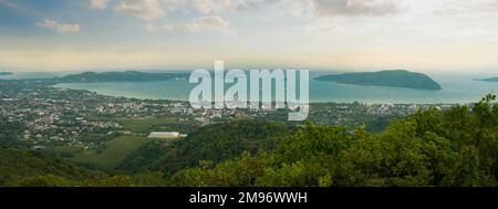 Rawai Beach viewpoint view from Big Buddha garden. Important travel destinations in Thailand trip. Phuket, Thailand Stock Photo