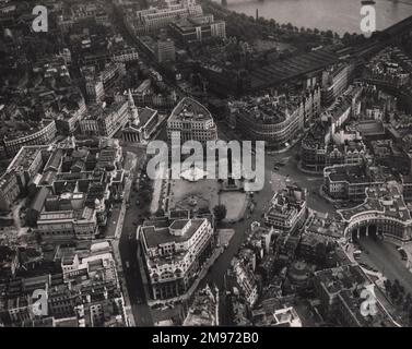 An aerial view of Trafalgar Square, London. Stock Photo