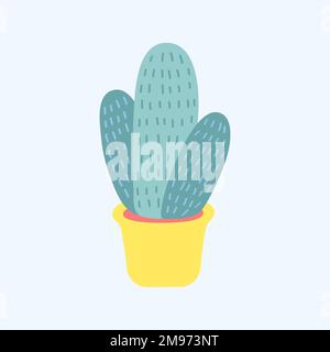 Cute cactus in pot sticker vector Stock Vector