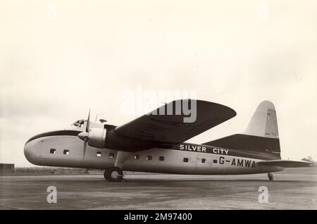 The first Bristol Freighter 32, G-AMWA, of Silver City Airways. Stock Photo