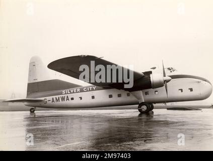 The first Bristol Freighter 32, G-AMWA, of Silver City Airways. Stock Photo