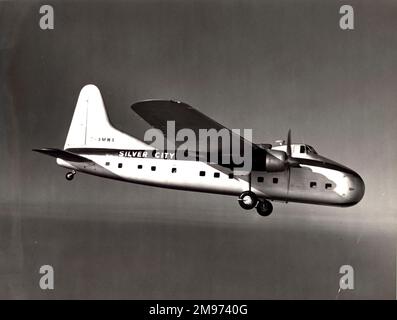 The first Bristol Freighter 32, G-AMWA, of Silver City Airways. Stock Photo