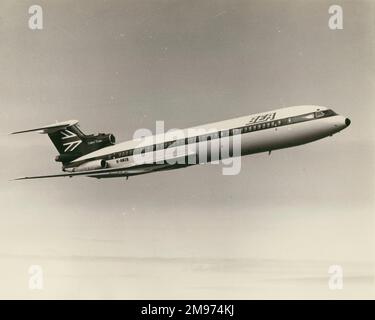 Hawker Siddeley HS121 Trident 3B, G-AWZB, in BEA markings. Stock Photo