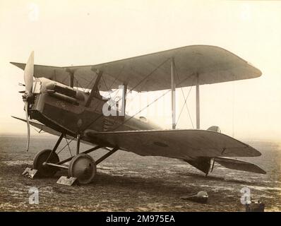 Royal Aircraft Factory SE.5 biplane, probably a prototype or very early production aircraft, with direct-drive engine. Stock Photo