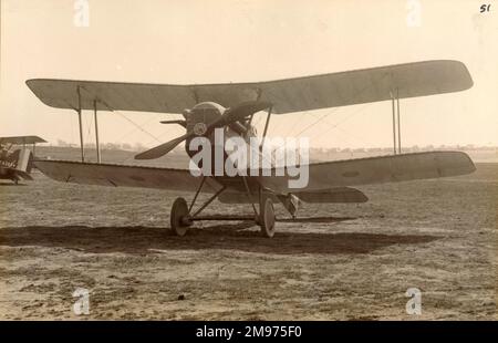 Royal Aircraft Factory SE.5 biplane, probably a prototype or very early production aircraft, with direct-drive engine. Stock Photo