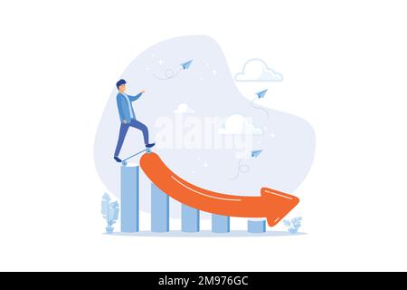 Prepare for economic down fall, collapse recession or financial crisis causing stock and crypto market to fall down concept, flat vector modern illust Stock Vector