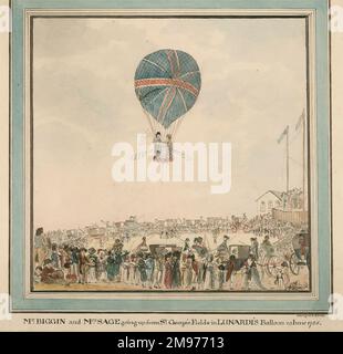 Georgiana Keate (1770-1850) - Mr Biggin and Mrs Sage ascending from St George’s Fields in Lunardi’s Balloon 29 June 1785. [C.F.A. Pierce Collection] Stock Photo