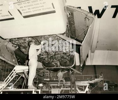 Rolls-Royce/Snecma Olympus 593 powerplant installation on Concorde. Stock Photo