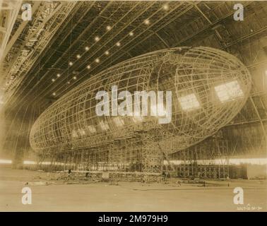 The US Navy airship ZRS-4 Akron during construction. Stock Photo