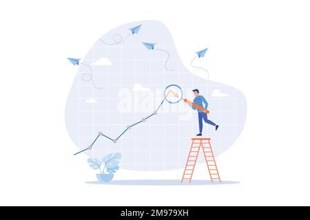 Stock market or Cryptocurrency decline, down turn or economic recession, market plunge signal, inflation or interest rate falling down concept, flat v Stock Vector
