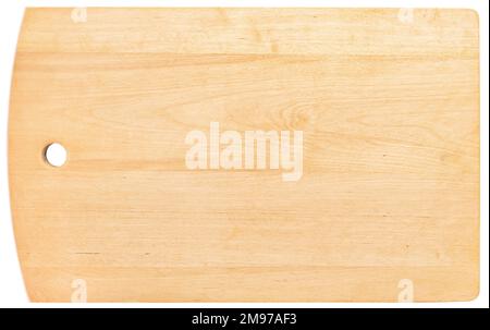 Empty Wooden cutting board isolated on white background. Rectangular shape Stock Photo