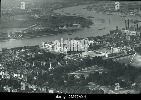 O.E. Simmonds aerial view of Greenwich Royal Naval Hospital. Stock Photo