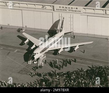 The first Convair 880, N801TW, is rolled out of the Convair plant at ...