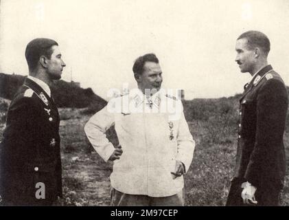 From left: Werner Mölders, Hermann Göring and Adolf Galland. Stock Photo