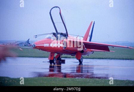 RAFAT RAF Red Arrows Folland Gnat single aircraft in the rain before the next display Stock Photo