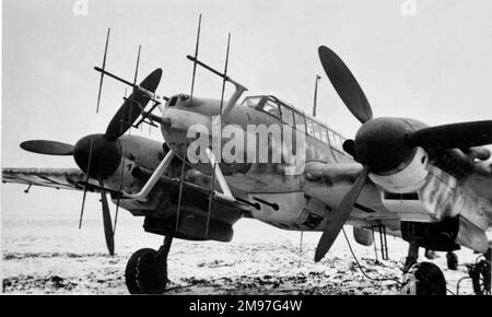 Messerschmitt Bf 110G -this type gained a second life coming into its own as a radar equipped night fighter. Stock Photo
