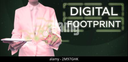 Conceptual caption Digital Footprint. Word Written on uses digital technology to operate the manufacturing process Stock Photo