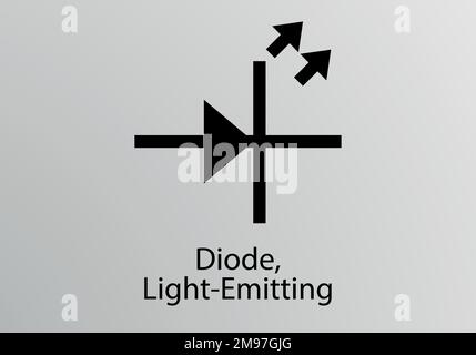 Diode Light Emitting Engineering Symbol, Vector symbol design. Engineering Symbols. Stock Vector