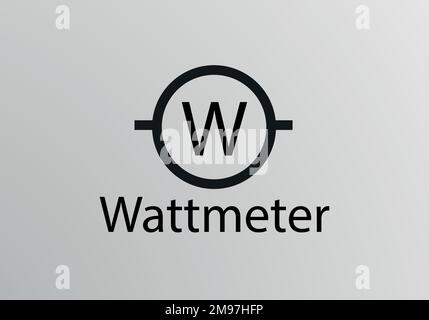 Wattmetter Symbol, Vector symbol design. Engineering Symbols. Stock Vector