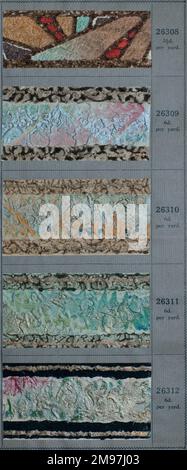 Five art deco style border designs in an SMB wallpaper sample book. Stock Photo