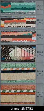 Six art deco style border designs in an SMB wallpaper sample book. Stock Photo