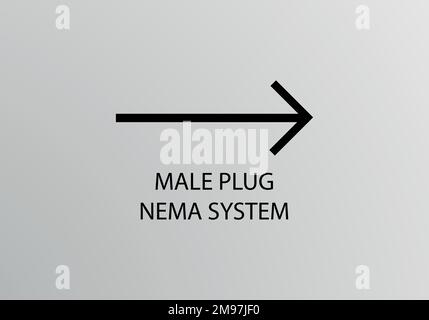 Male Plug Nema System Symbol, Vector symbol design. Engineering Symbols. Stock Vector