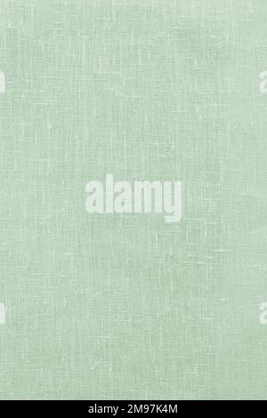 Green linen pastel fabric, background or texture, closeup, top view, horizontal Stock Photo