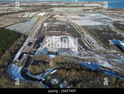 The site in Blyth, Northumberland where Britishvolt had plans to build a gigafactory to make batteries. The troubled electric car battery maker is expected to fall into administration after failures to secure a buyer. Picture date: Tuesday January 17, 2023. Stock Photo