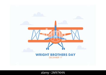 Vector illustration on the theme of Wright Brothers day observed each year on December 17th, flat vector modern illustration Stock Vector
