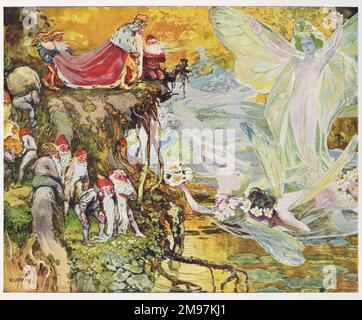 Illustration, Snow White and the Seven Dwarfs, by Kupka. Stock Photo