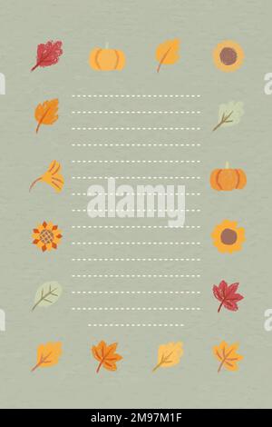 Autumn themed lined paper template vector Stock Vector