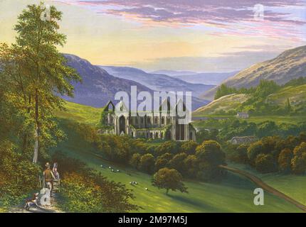 View of the ruins of Tintern Abbey (Cistercian), in Monmouthshire, Wales. Stock Photo