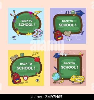 Back to school stationery vector set Stock Vector