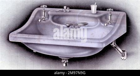 'Vitromant' Coloured Shelf Lavatory (Wash Basin / sink) - from the 'Vitromant' Sanitaryware range - from a catalogue for Nicholls and Clarke Ltd., London. Manufacturers and Merchants of Building Materials. Stock Photo