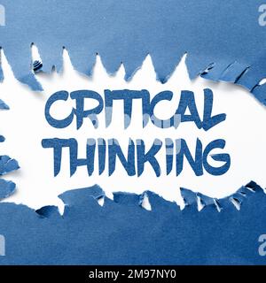 Sign displaying Critical Thinking. Word Written on sequence of stages of a project requiring the longest time Stock Photo