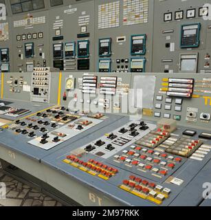 Main control board in a control operations room of the reactor of the Chernobyl Nuclear Power Plant. Stock Photo