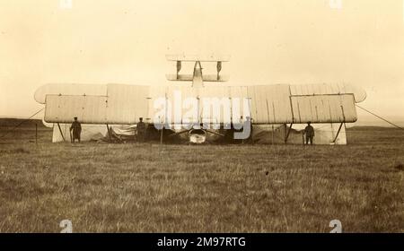 The end of the first direct Atlantic flight of Alcock and Brown’s Vickers Vimy in the Derrygimla bog, Clifden, Co Galway, Ireland, 15 June 1919. Stock Photo