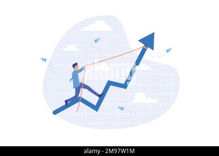 Increase sales or investment profit, growth or improvement, financial interest rate or crypto and stock market return concept, flat vector modern illu Stock Vector