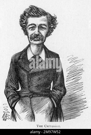 Caricature of the actor and theatre manager Sir Charles Wyndham (1837-1919) -- he managed the Criterion Theatre in London. Stock Photo