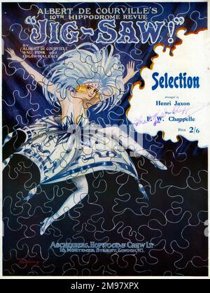 Music cover, Jig-Saw!  Albert de Courville's 10th Hippodrome Revue, Selection arranged by Henri Juxon, music by F W Chappelle. Stock Photo