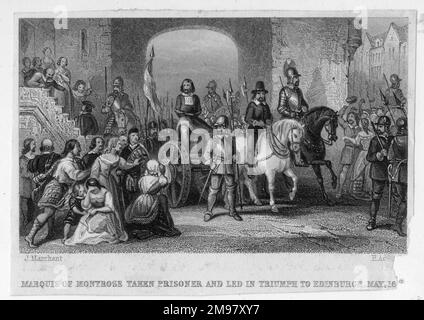 James Graham, 1st Marquess of Montrose (1612-1650), Scottish nobleman, poet and soldier, taken prisoner and led in triumph to Edinburgh, 16 May 1650. He was executed five days later for his part in the civil wars. Stock Photo