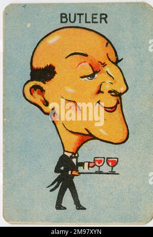 Old Maid card - Butler. Stock Photo